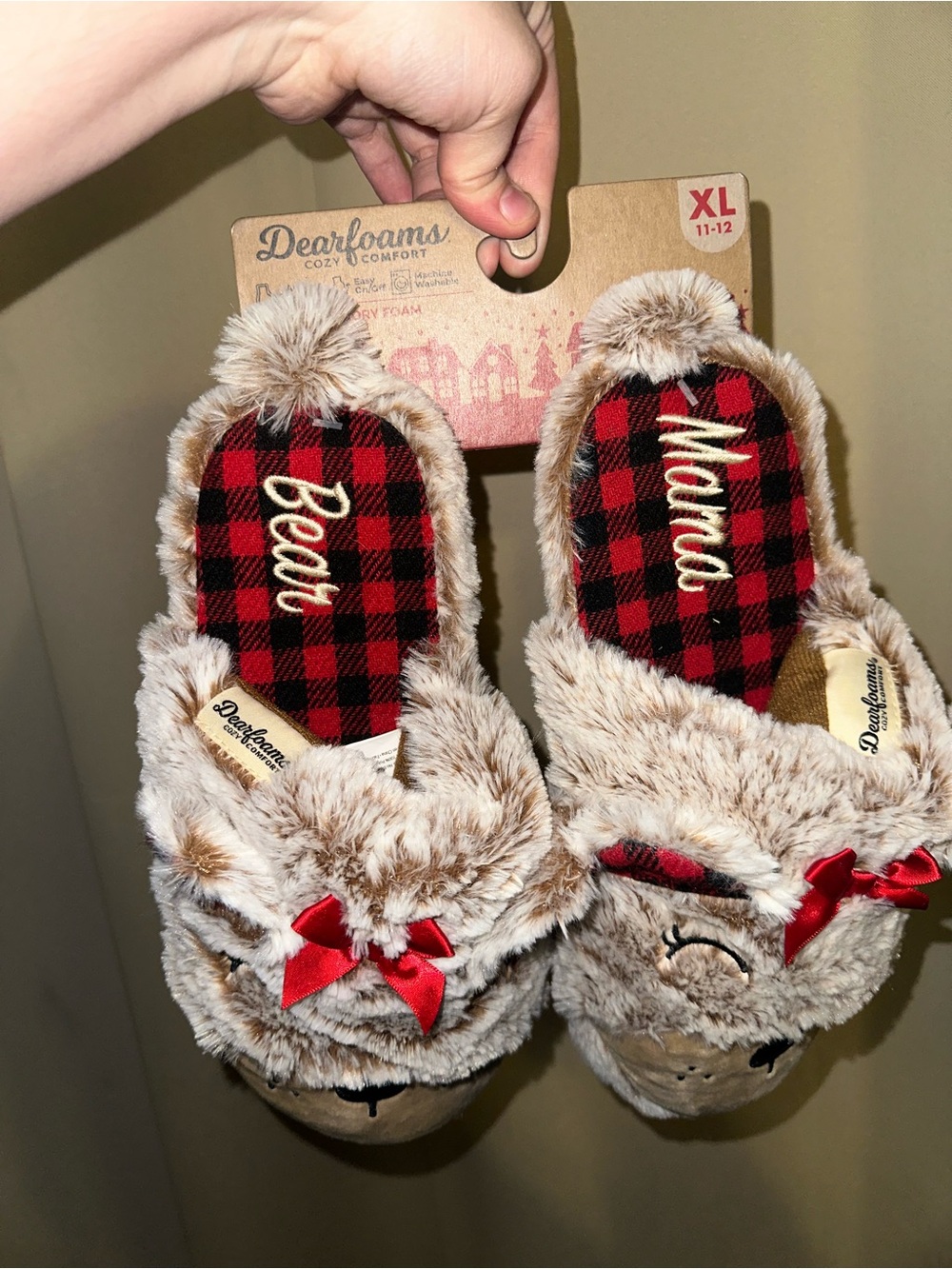Dearfoams Cozy Comfort Matching Family Bear Slippers Mama Bear New